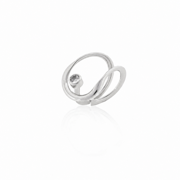 Silver Ring with Wrap and Silver Gemstone