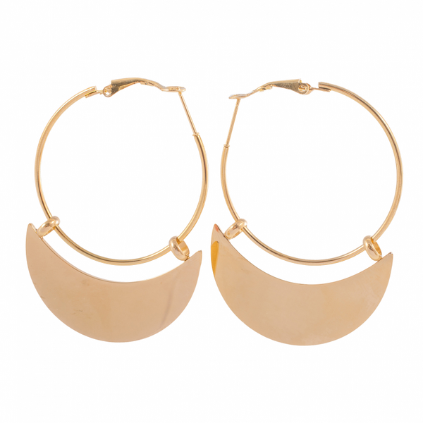 Gold Oval Dangle Earrings