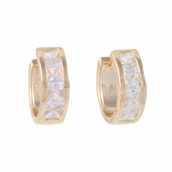 Gold Semicircle Stone Earrings