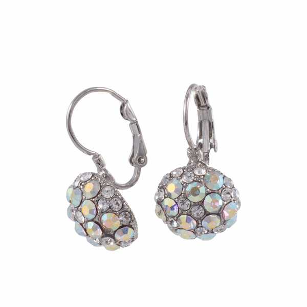 Iridescent Round Silver Earrings