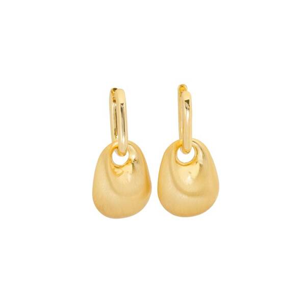 Σκουλαρίκια Κρεμαστά με Περλέ/Χρυσή Πέτρα